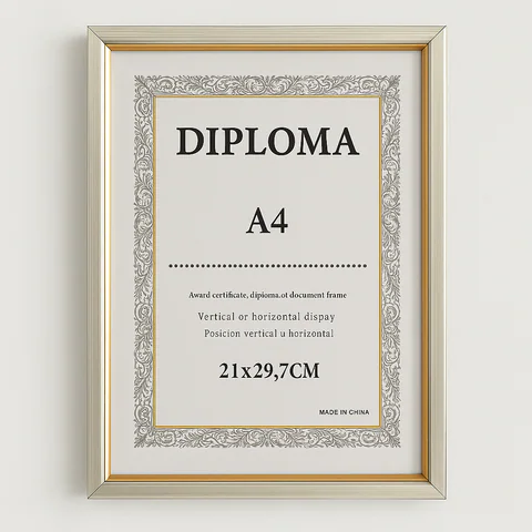 Porte Diplôme argenté doré - Taille A4 – cadres photo personnalisé au Maroc | Giftshouse