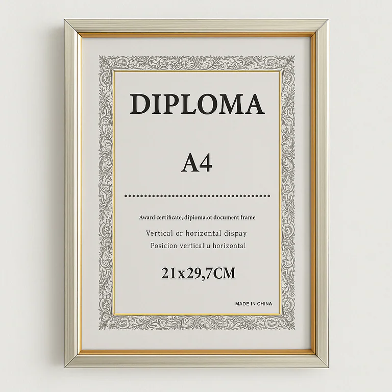 Porte Diplôme argenté doré - Taille A4 – cadres photo personnalisé au Maroc | Giftshouse