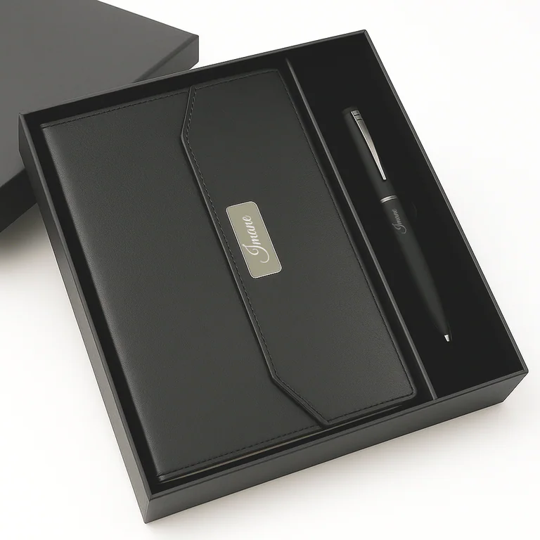 Coffret Cadeau Élégant Noir - Agenda & Stylo Personnalisés – papeterie & bureau personnalisé au Maroc | Giftshouse