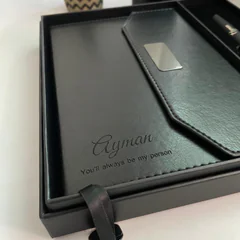 Coffret Cadeau Élégant Noir - Agenda & Stylo Personnalisés vue 3