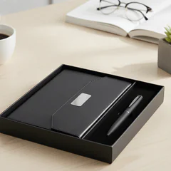 Coffret Cadeau Élégant Noir - Agenda & Stylo Personnalisés vue 4