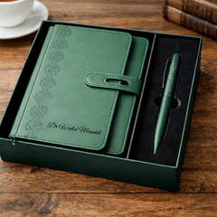Coffret Carnet & Stylo Personnalisé – Élégance Verte vue 3