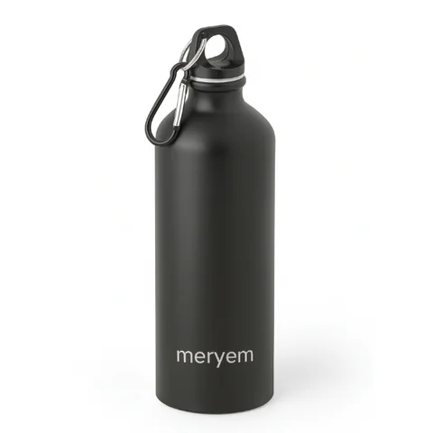 Gourde noir en aluminium personnalisée – boissons nomades personnalisé au Maroc | Giftshouse