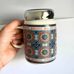Mug Marocain avec Couvercle Inox – Motif Zellij vue 4