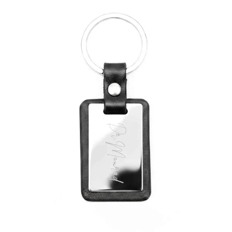 Porte-Clés Personnalisé en Cuir Noir et Métal Gravé – cadeau personnalisé personnalisé au Maroc | Giftshouse