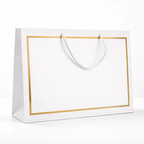 Sac Cadeau Blanc Doré - grand – boîtes & sacs cadeau personnalisé au Maroc | Giftshouse