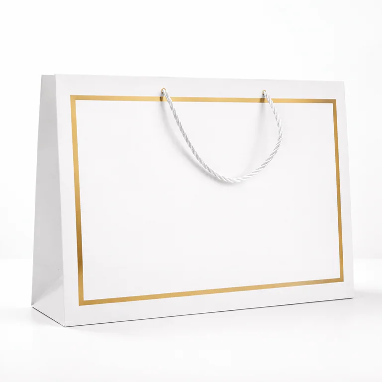 Sac Cadeau Blanc Doré - grand – boîtes & sacs cadeau personnalisé au Maroc | Giftshouse