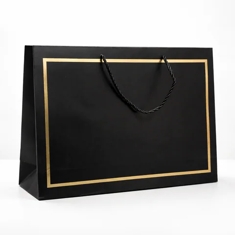 Sac cadeau Noir et doré - Grand – boîtes & sacs cadeau personnalisé au Maroc | Giftshouse
