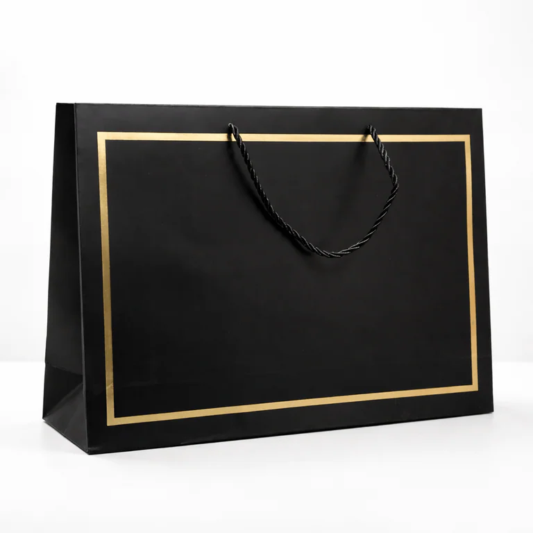 Sac cadeau Noir et doré - Grand – boîtes & sacs cadeau personnalisé au Maroc | Giftshouse