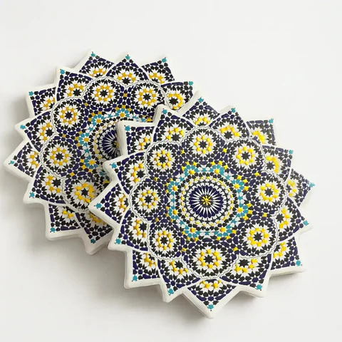 Sous-tasse artisanale en forme d’étoile aux motifs zellige marocains – cadeau personnalisé personnalisé au Maroc | Giftshouse