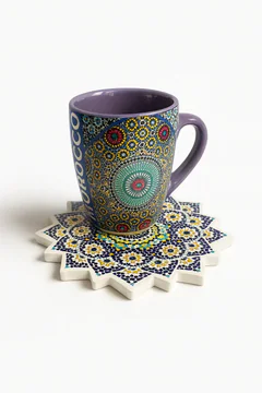 Sous-tasse artisanale en forme d’étoile aux motifs zellige marocains vue 2