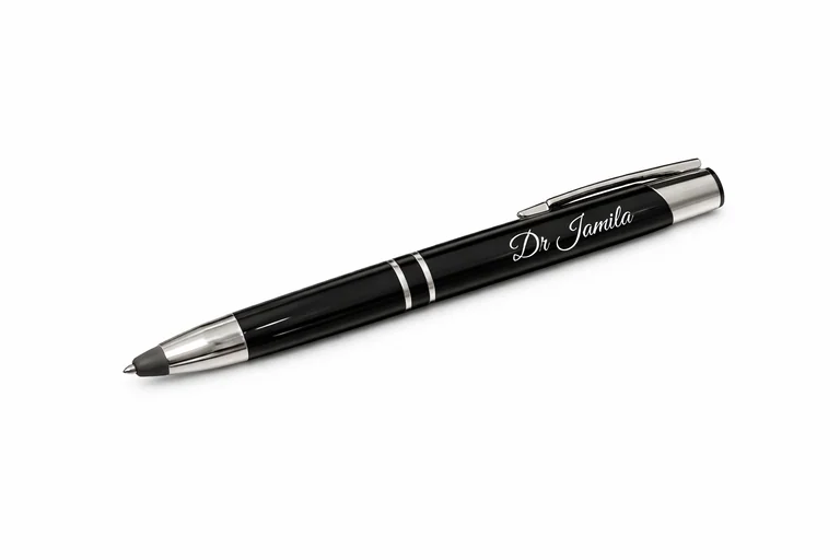 Stylo Métallique Élégance Noire – papeterie & bureau personnalisé au Maroc | Giftshouse