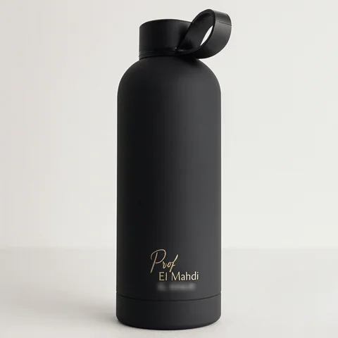Thermos Noire Mat Personnalisable – boissons nomades personnalisé au Maroc | Giftshouse